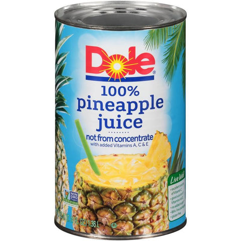 100% Dole Pineapple can 46oz 12can/case