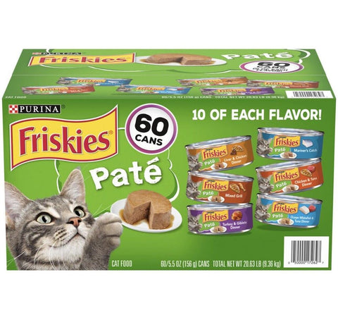 Purina Friskies Pate Wet Cat Food; Variety Pack (5.5 oz.; 60 ct.)